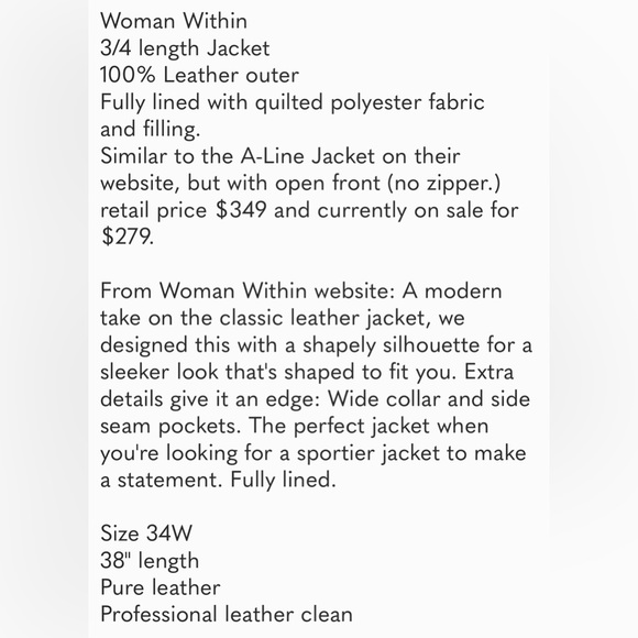 34W Women’s Genuine leather coat Navy Blue - Picture 3 of 16